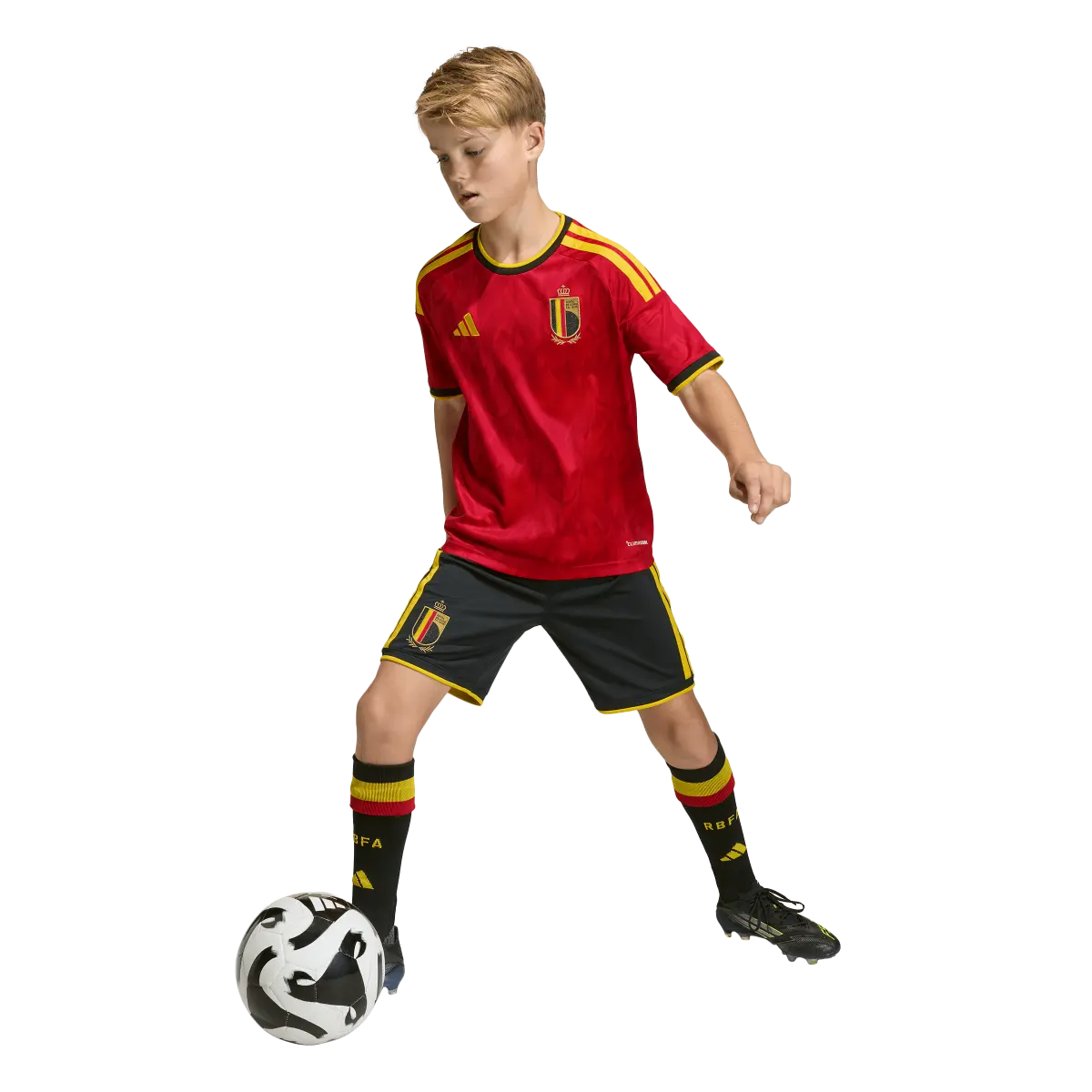 Belgien Kinderfußballshort Home 2026, Heimshorts mit Climacool für Spiel, Training und Fan Einsatz - machsport