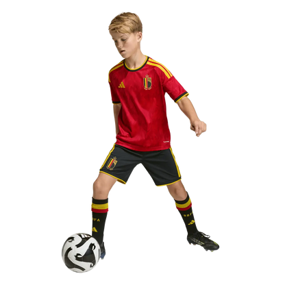 Belgien Kinderfußballshort Home 2026, Heimshorts mit Climacool für Spiel, Training und Fan Einsatz - machsport