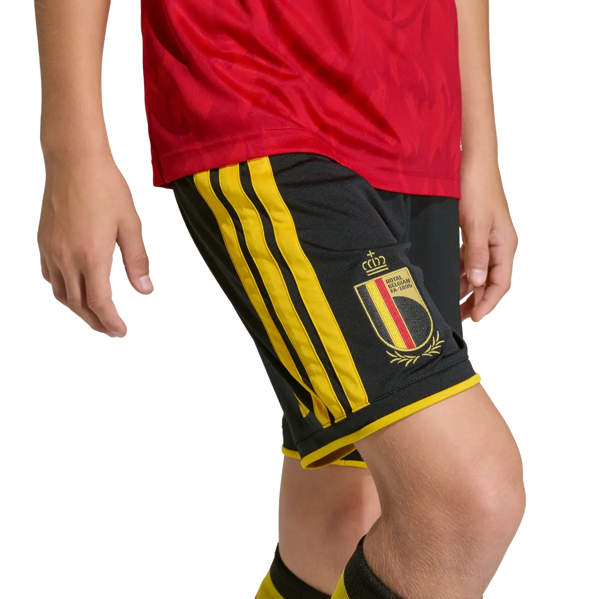Belgien Kinderfußballshort Home 2026, Heimshorts mit Climacool für Spiel, Training und Fan Einsatz - machsport