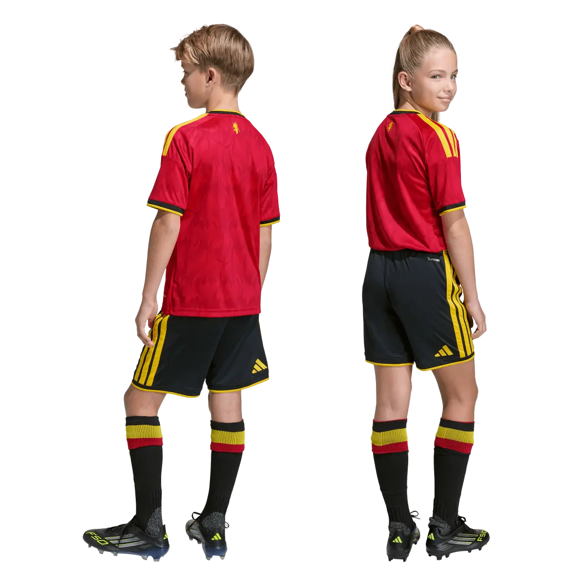 Belgien Kinderfußballshort Home 2026, Heimshorts mit Climacool für Spiel, Training und Fan Einsatz - machsport