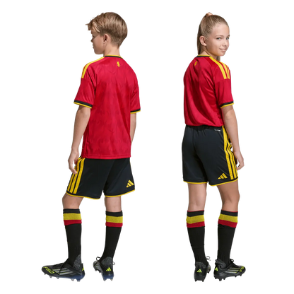 Belgien Kinderfußballshort Home 2026, Heimshorts mit Climacool für Spiel, Training und Fan Einsatz - machsport