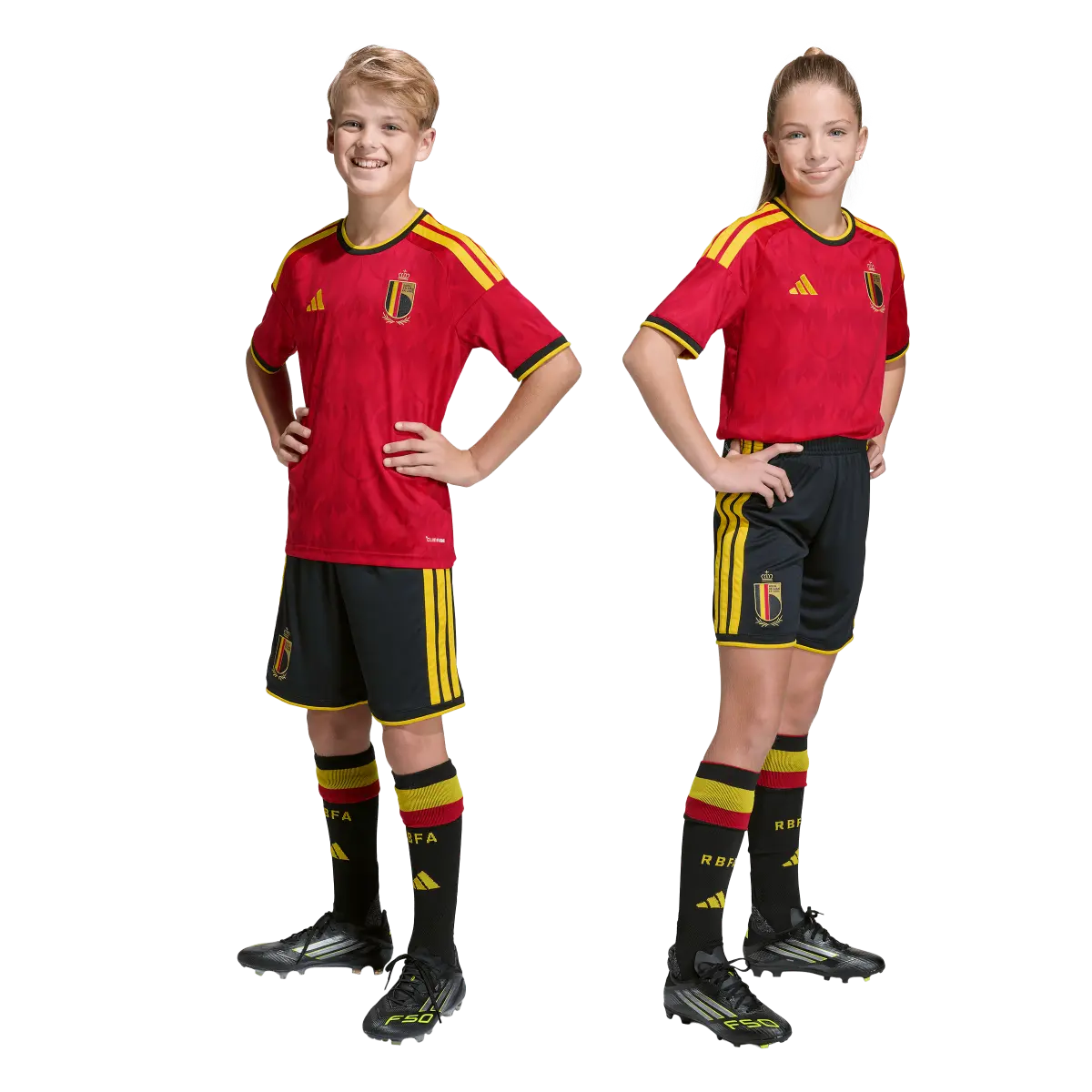 Belgien Kinderfußballshort Home 2026, Heimshorts mit Climacool für Spiel, Training und Fan Einsatz - machsport – Bild 