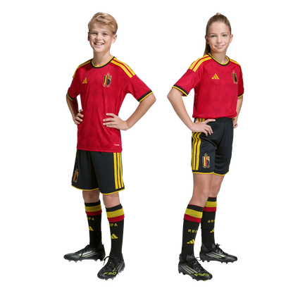 Belgien Kinderfußballshort Home 2026, Heimshorts mit Climacool für Spiel, Training und Fan Einsatz - machsport