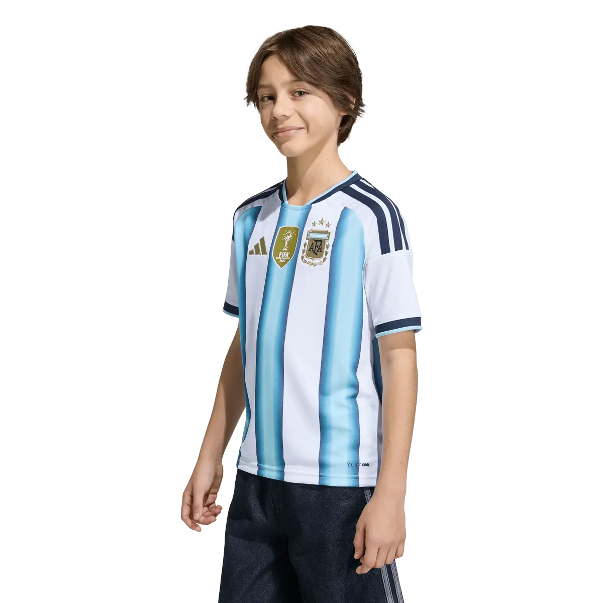 Argentinien Kinderfußballshirt Home Jersey 2026, Heimtrikot mit Climacool für junge Fußballfans - machsport