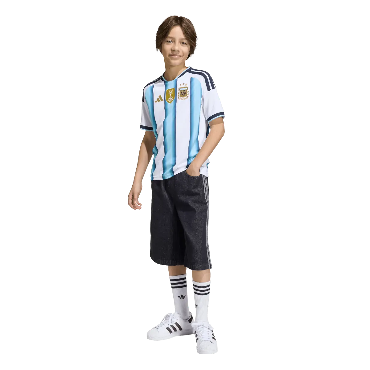 Argentinien Kinderfußballshirt Home Jersey 2026, Heimtrikot mit Climacool für junge Fußballfans - machsport – Bild 