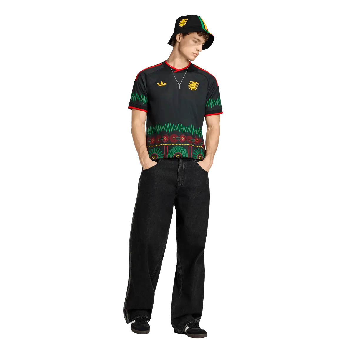 Jamaika Herrenfußballshirt Away Jersey 2026, Bob Marley Auswärtstrikot mit Climacool für Spiel und Fanmomente - machsport
