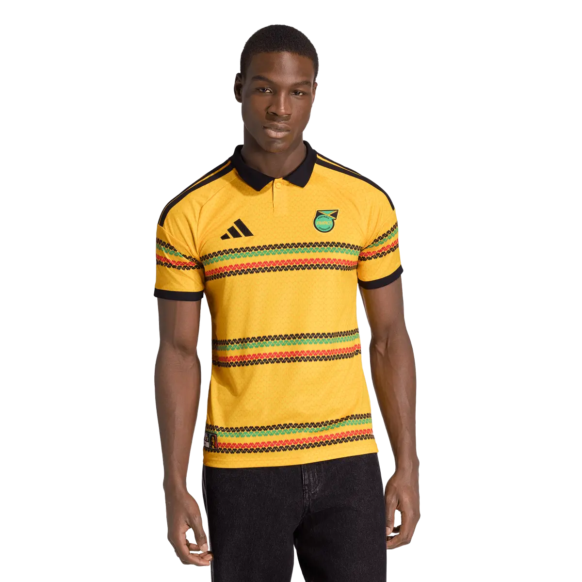 Jamaika Herrenfußballschirt Home Jersey 2026, Heimtrikot mit Climacool und Bob Marley Inspiration - machsport