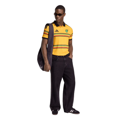 Jamaika Herrenfußballschirt Home Jersey 2026, Heimtrikot mit Climacool und Bob Marley Inspiration - machsport