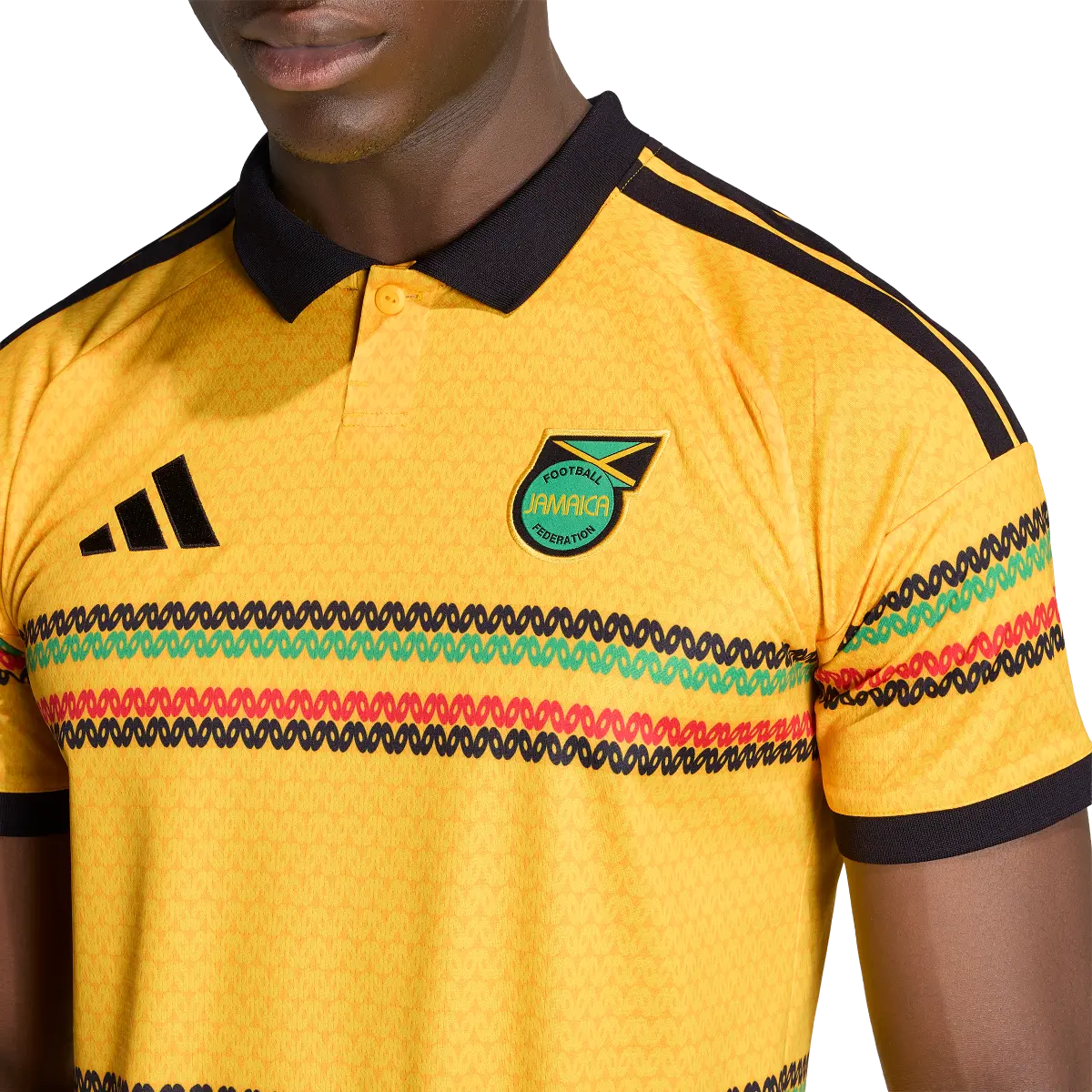 Jamaika Herrenfußballschirt Home Jersey 2026, Heimtrikot mit Climacool und Bob Marley Inspiration - machsport