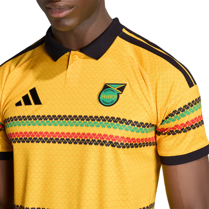 Jamaika Herrenfußballschirt Home Jersey 2026, Heimtrikot mit Climacool und Bob Marley Inspiration - machsport