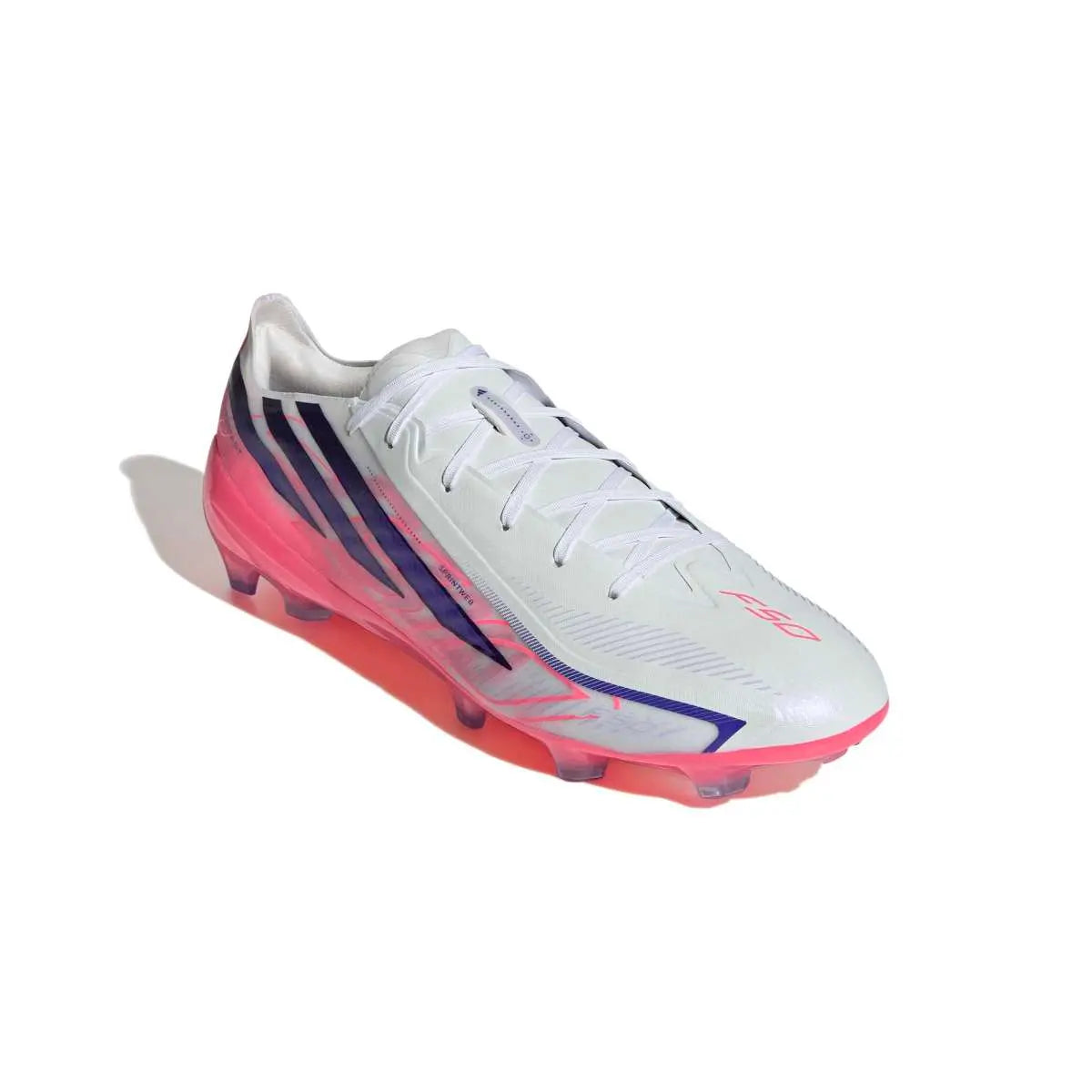 Adidas Fußballschuhe F50 Hyperfast Pro FG, Cloud White / Solar Purple / Solar Turbo – Bild 