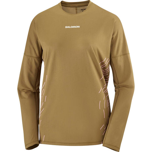 Salomon Damenlangarmshirt Sense Aero LS Tee GFX – olive / 34