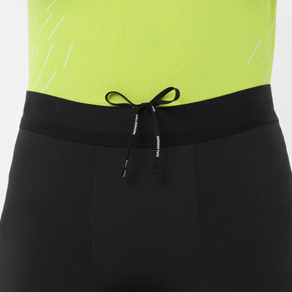Salomon Sense Stow Short Tights 9, Laufshorts Tight mit Stauraumsystem und Reißverschlusstasche für Trailrunning, deep black