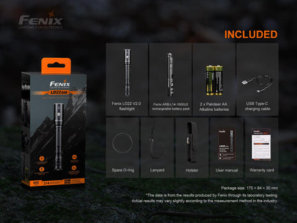 Fenix LD22 V2.0 Vielseitige Outdoor- und EDC-Taschenlampe, 800 Lumen