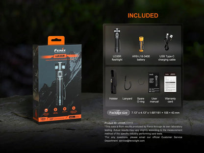 Fenix LD35R Taschenlampe mit drei Lichtquellen, 1800 Lumen