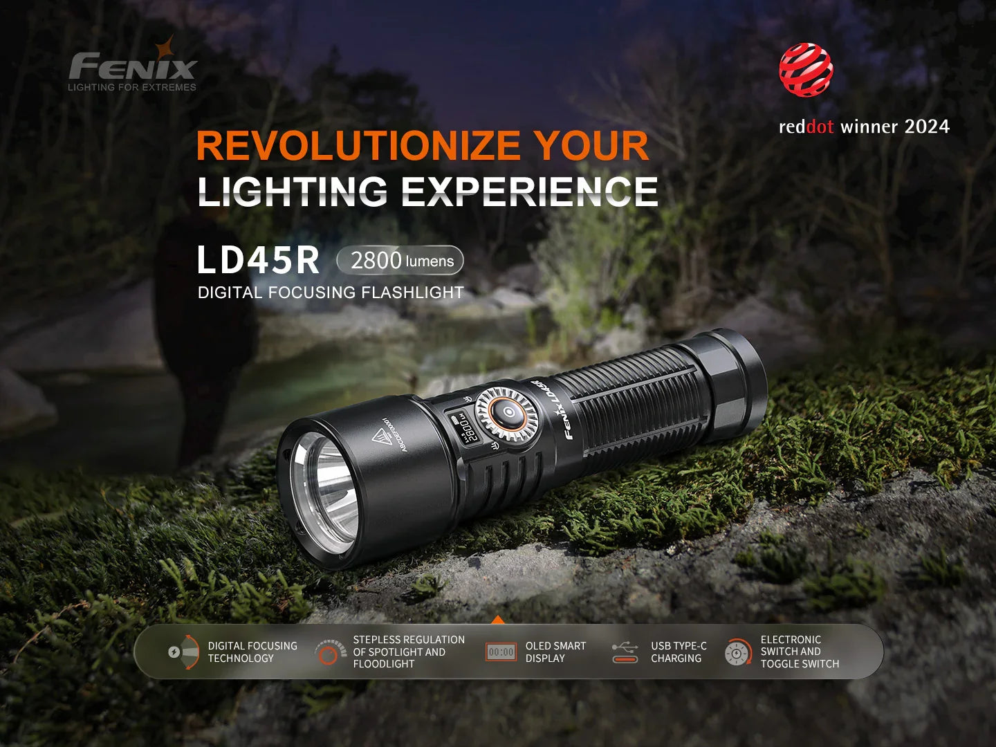 Fenix LD45R digitale Hochleistungs-Taschenlampe mit Fokussteuerung, 2800 Lumen – Bild 