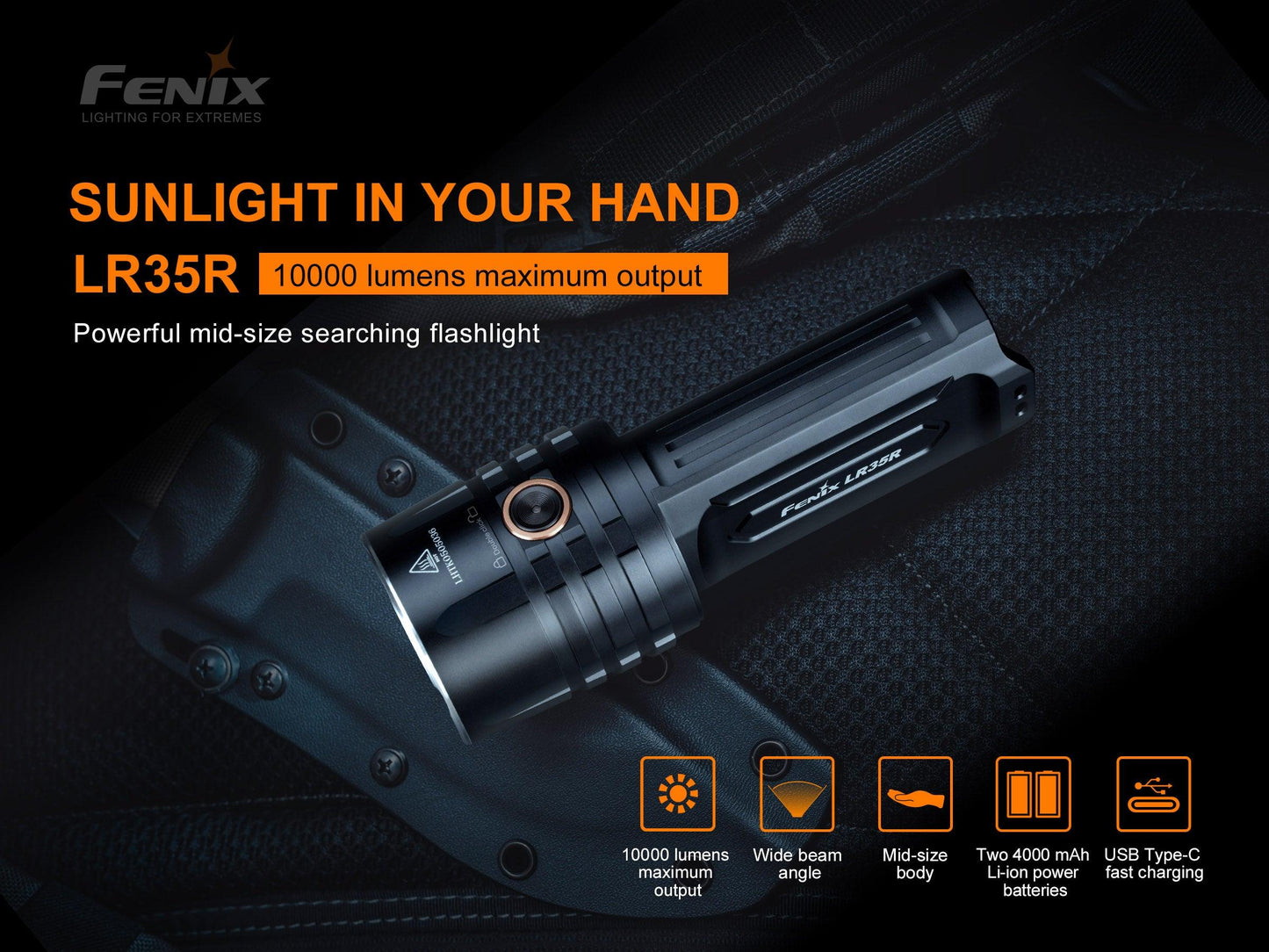 Fenix LR35R Kraftvolle, kompakte Suchlampe, 10000 Lumen