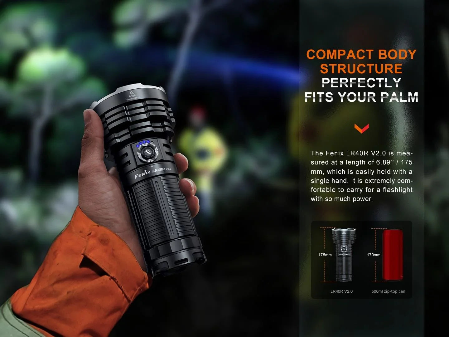 Fenix LR40R V2.0 Superhelle Hochleistungs-Suchlampe mit Spot- und Flutlichtfunktion, 15000 Lumen – Bild 