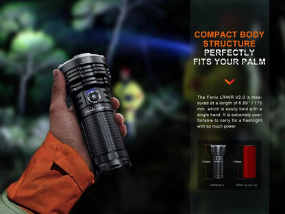 Fenix LR40R V2.0 Superhelle Hochleistungs-Suchlampe mit Spot- und Flutlichtfunktion, 15000 Lumen