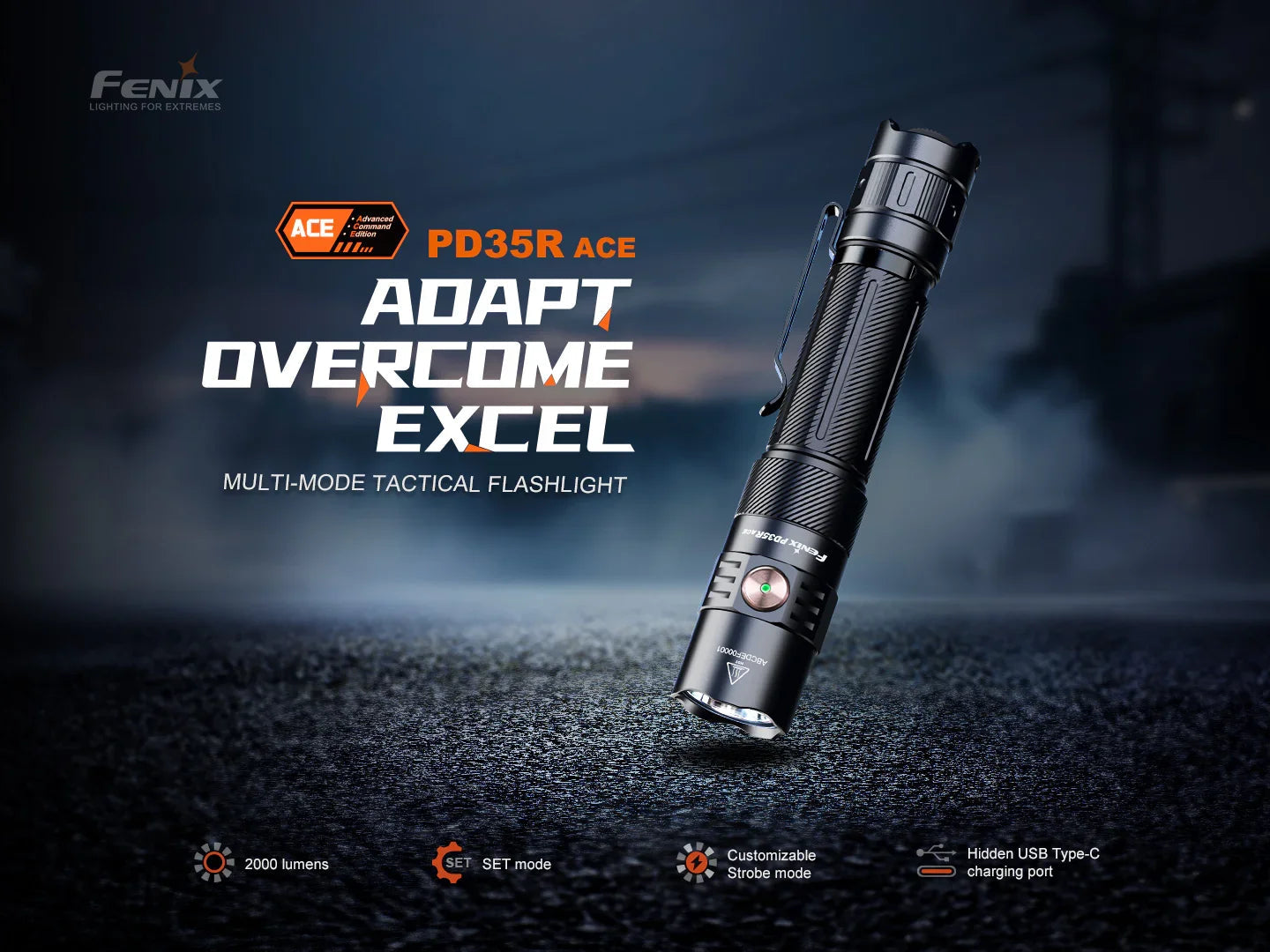 Fenix PD35R ACE Multi-Mode taktische Taschenlampe, 2000 Lumen