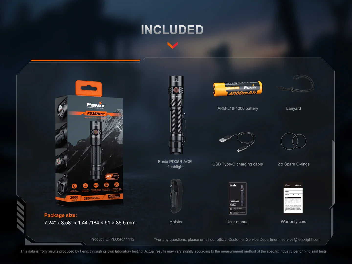Fenix PD35R ACE Multi-Mode taktische Taschenlampe, 2000 Lumen – Bild 