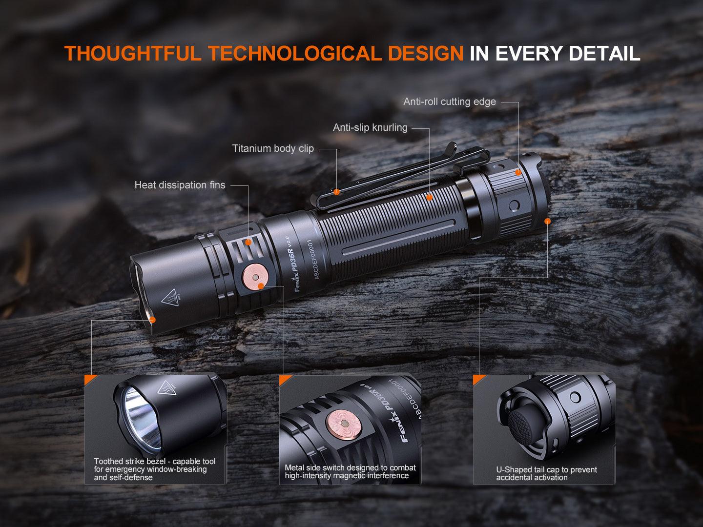 Fenix PD36R V2.0 Kompakte, wiederaufladbare taktische Taschenlampe, 1700 Lumen – Bild 