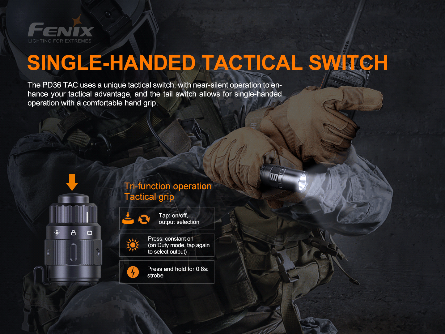 Fenix PD36 TAC Mechanische taktische Taschenlampe, 3000 Lumen – Bild 