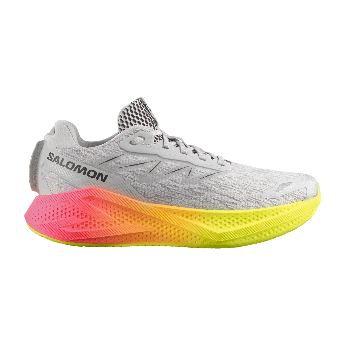 Salomon Herrenlaufschuhe Aero Glide 4 Gradient, Gray Violet / Safety Yellow / Black