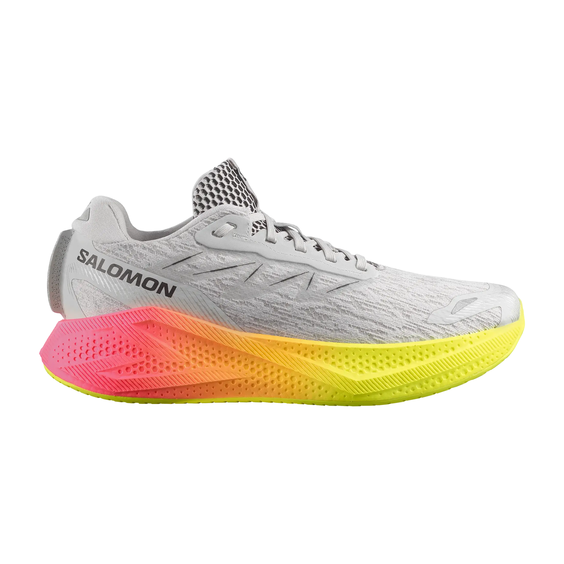 Salomon Herrenlaufschuhe Aero Glide 4 Gradient, Gray Violet / Safety Yellow / Black – Bild 