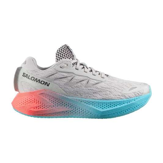 Salomon Damenlaufschuhe Aero Glide 4 Gradient, Gray Violet / Ojos Del Salar / Black – hellgrau/orange / 40 2/3