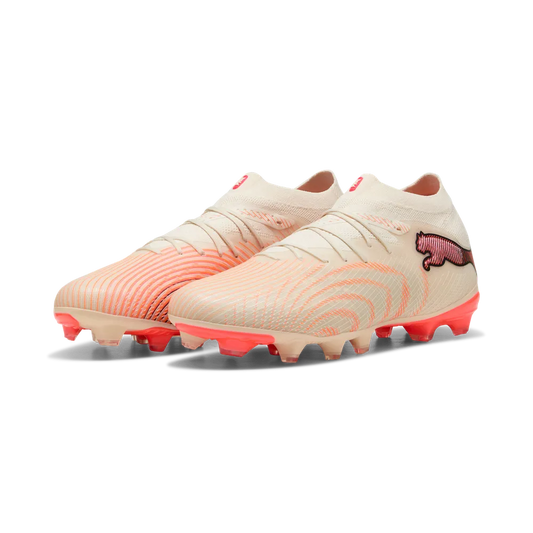 Puma Fußballschuhe Future 9 Pro FG/AG, Almond-Puma White Ultra-Red-Puma Black – Rückansicht – weiß / 39