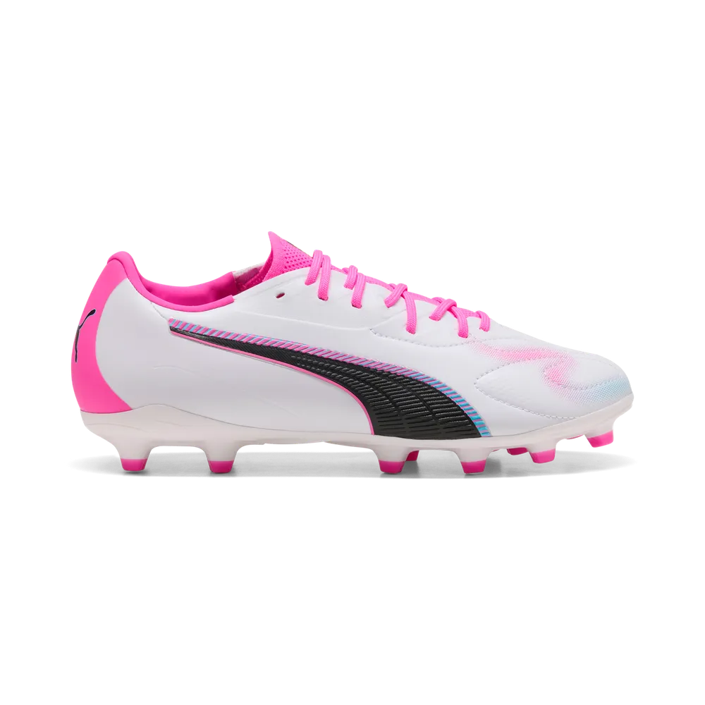 Puma Kinderfußballschuhe King 20 Match FG/AG, White-Poison Pink-Bright Aqua