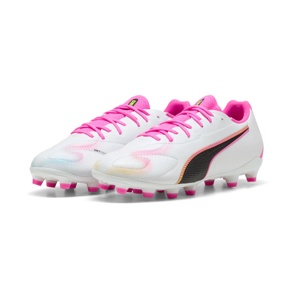 Puma Kinderfußballschuhe King 20 Match FG/AG, White-Poison Pink-Bright Aqua – Bild 