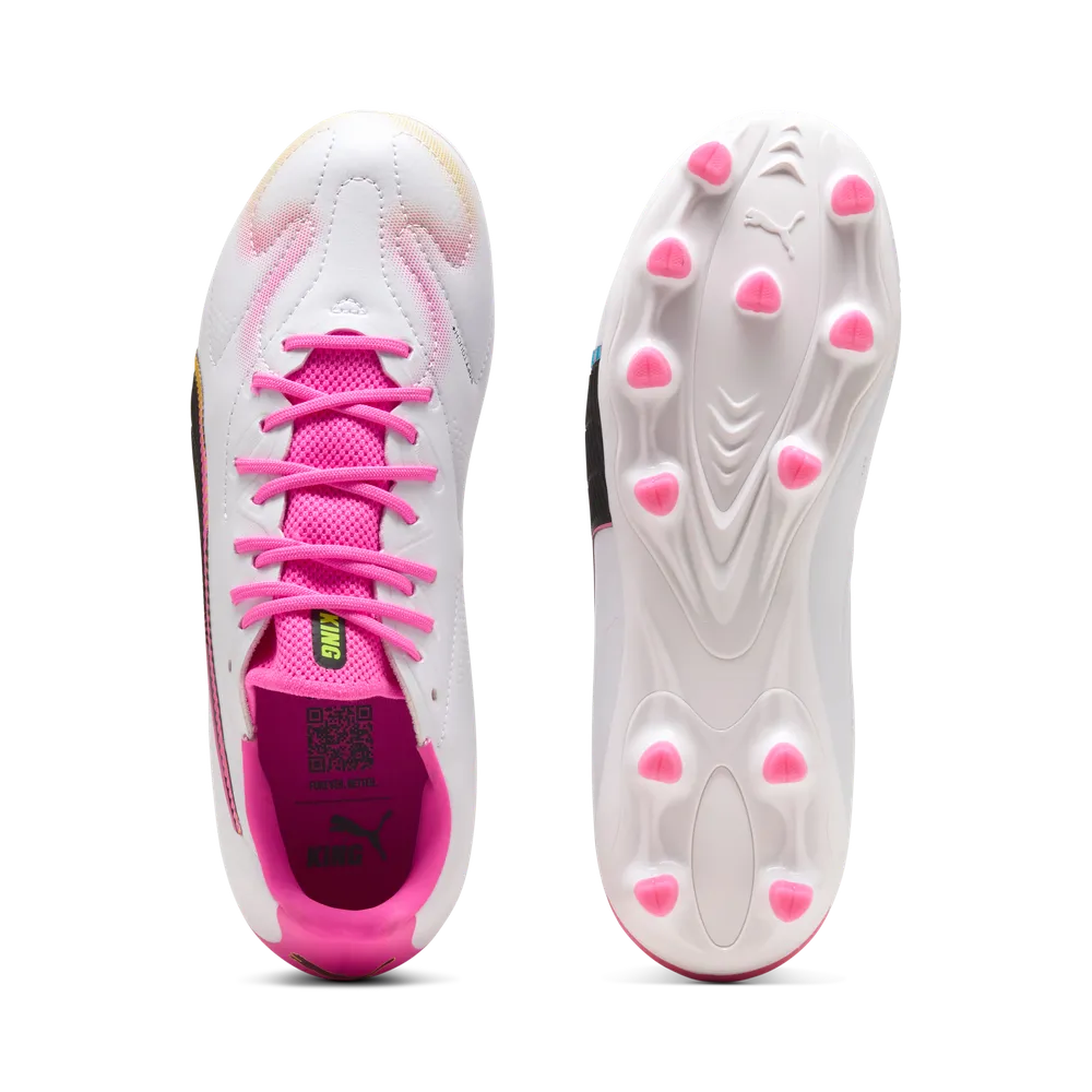 Puma Kinderfußballschuhe King 20 Match FG/AG, White-Poison Pink-Bright Aqua – Bild 