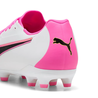 Puma Kinderfußballschuhe King 20 Match FG/AG, White-Poison Pink-Bright Aqua