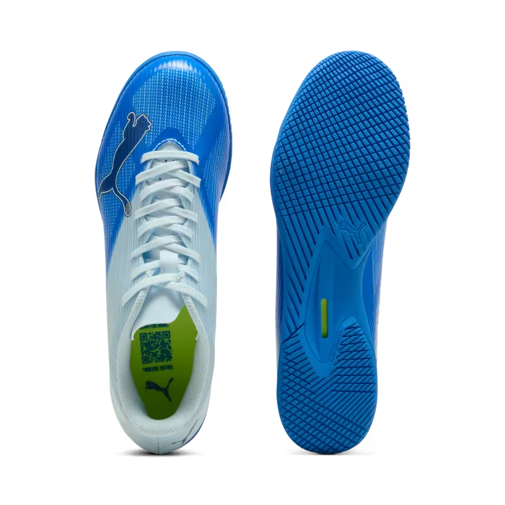 Puma Hallenfußballschuhe Ultra 7 Play IT, Ultra Blue-Icy Blue-PUMA Black-Lime Squeeze – Bild 