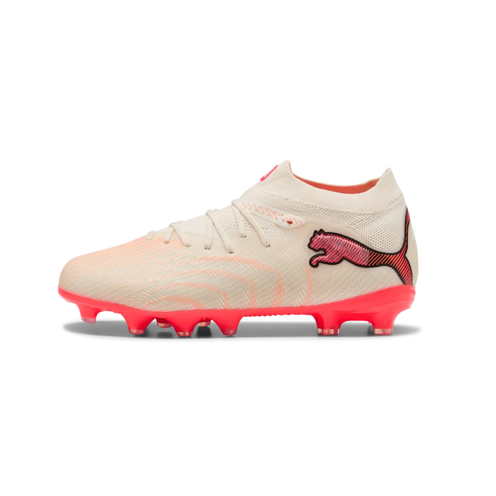 Puma Kinderfußballschuhe Future 9 Pro FG/AG, Sugared Almond-PUMA White-Ultra Red-PUMA Black – Bild 