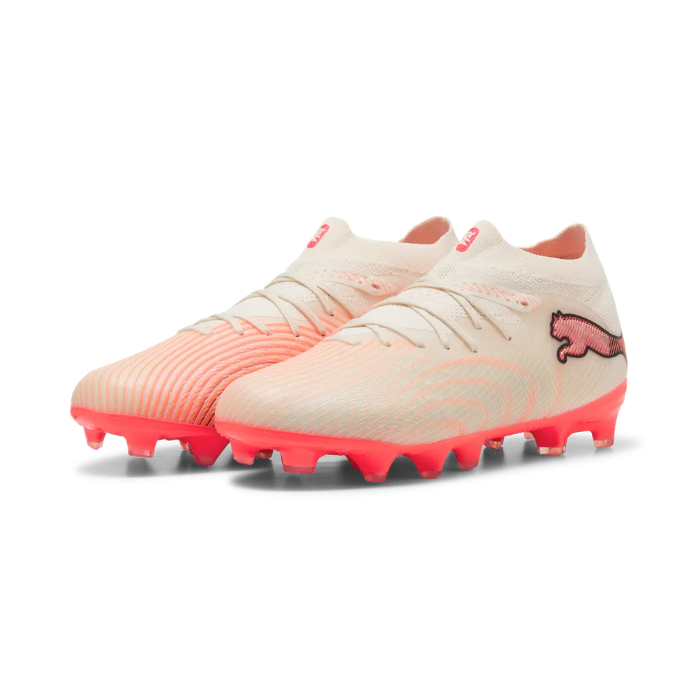Puma Kinderfußballschuhe Future 9 Pro FG/AG, Sugared Almond-PUMA White-Ultra Red-PUMA Black – Bild 