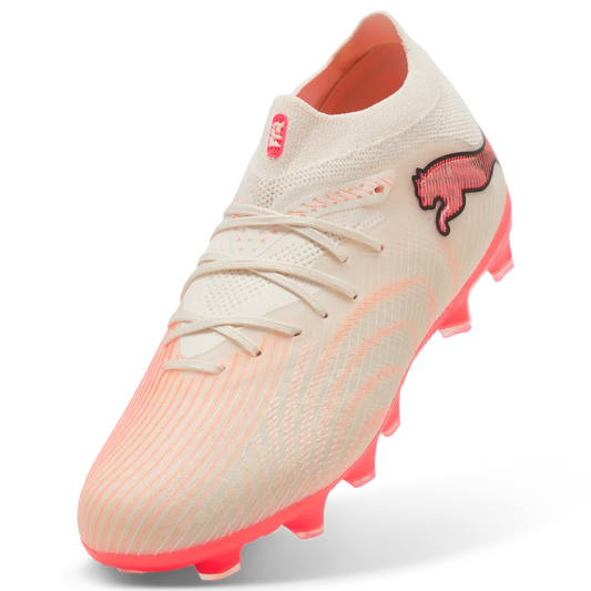 Puma Kinderfußballschuhe Future 9 Pro FG/AG, Sugared Almond-PUMA White-Ultra Red-PUMA Black – Rückansicht – rot / 32