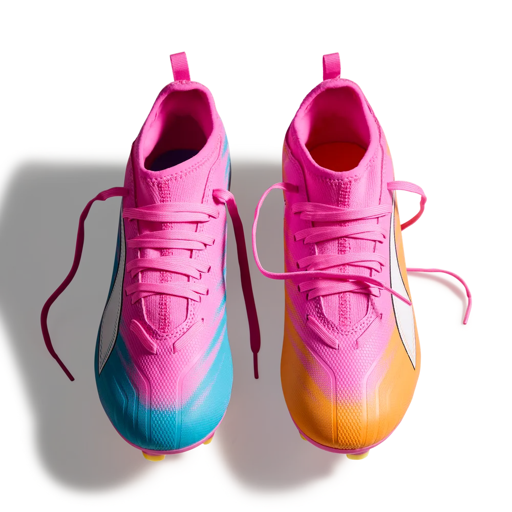 Puma Kinderfußballschuhe Ultra 6 Match FG/AG, Poison Pink-PUMA White-Sun Stream-Bright – Bild 
