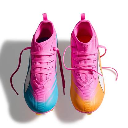 Puma Kinderfußballschuhe Ultra 6 Match FG/AG, Poison Pink-PUMA White-Sun Stream-Bright