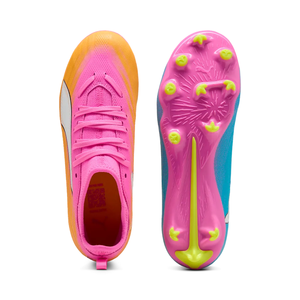 Puma Kinderfußballschuhe Ultra 6 Match FG/AG, Poison Pink-PUMA White-Sun Stream-Bright