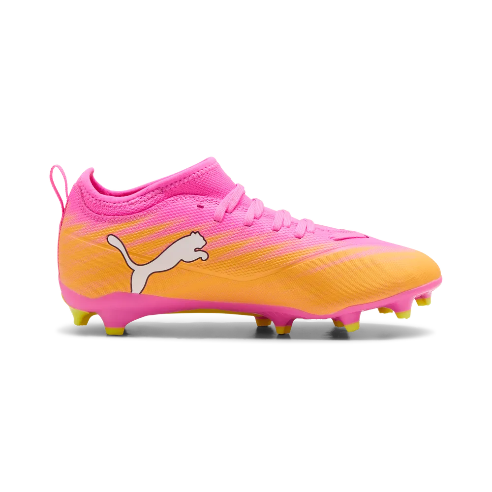 Puma Kinderfußballschuhe Ultra 6 Match FG/AG, Poison Pink-PUMA White-Sun Stream-Bright – Bild 
