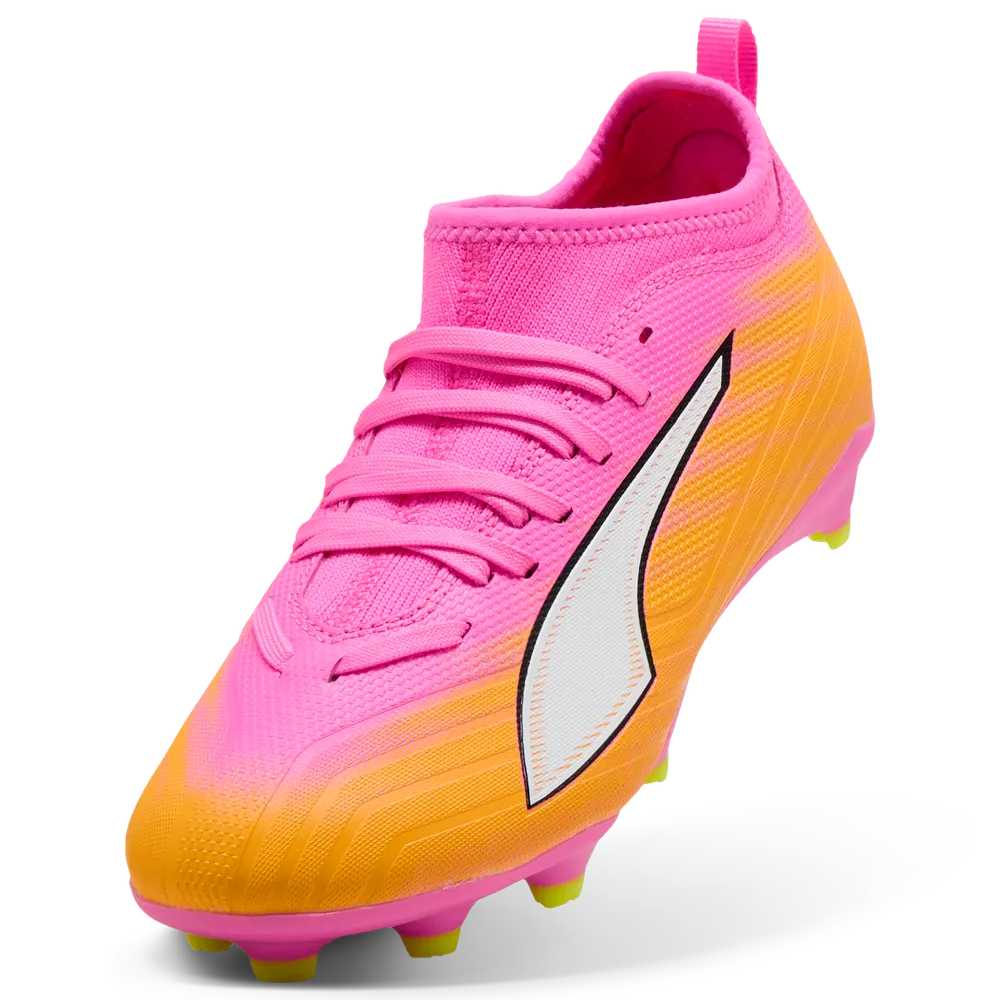 Puma Kinderfußballschuhe Ultra 6 Match FG/AG, Poison Pink-PUMA White-Sun Stream-Bright – Bild 