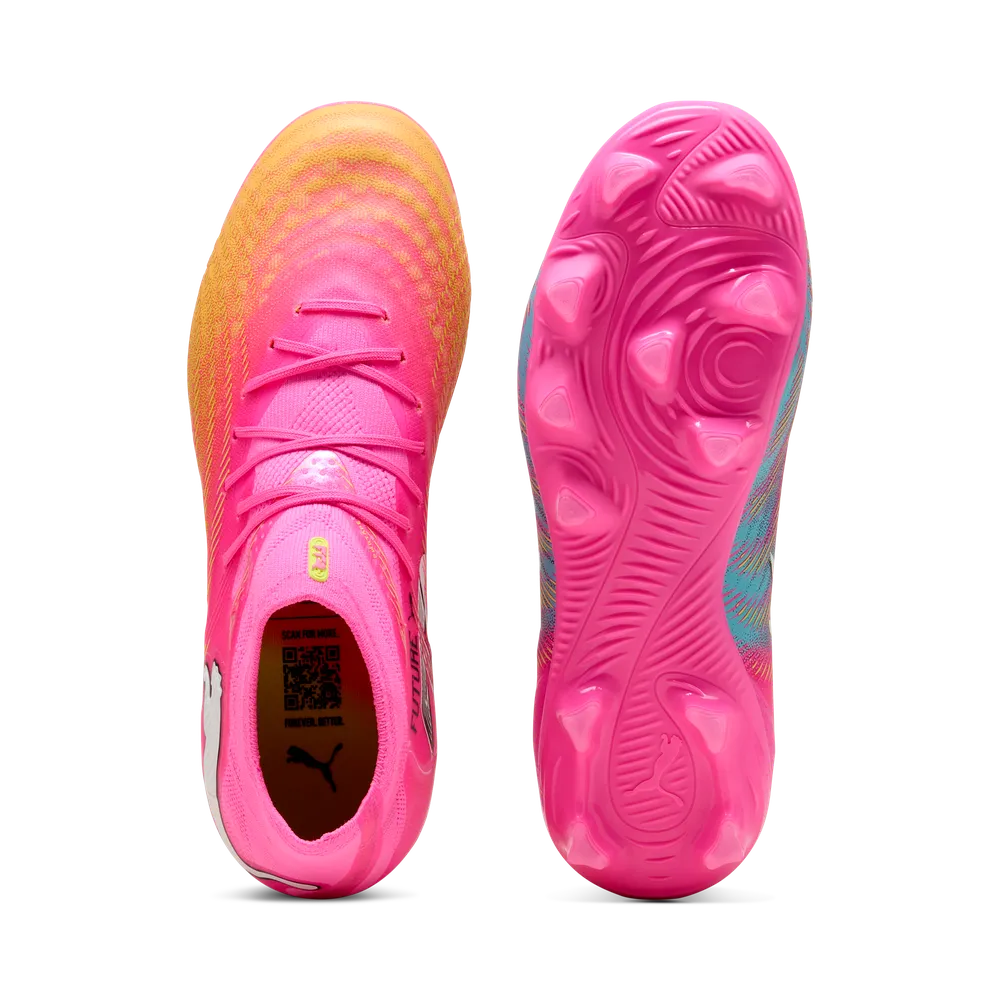 Puma Kinderfußballschuhe Future 9 Pro FG/AG, Poison Pink-Sun Stream-Bright Aqua-Puma White