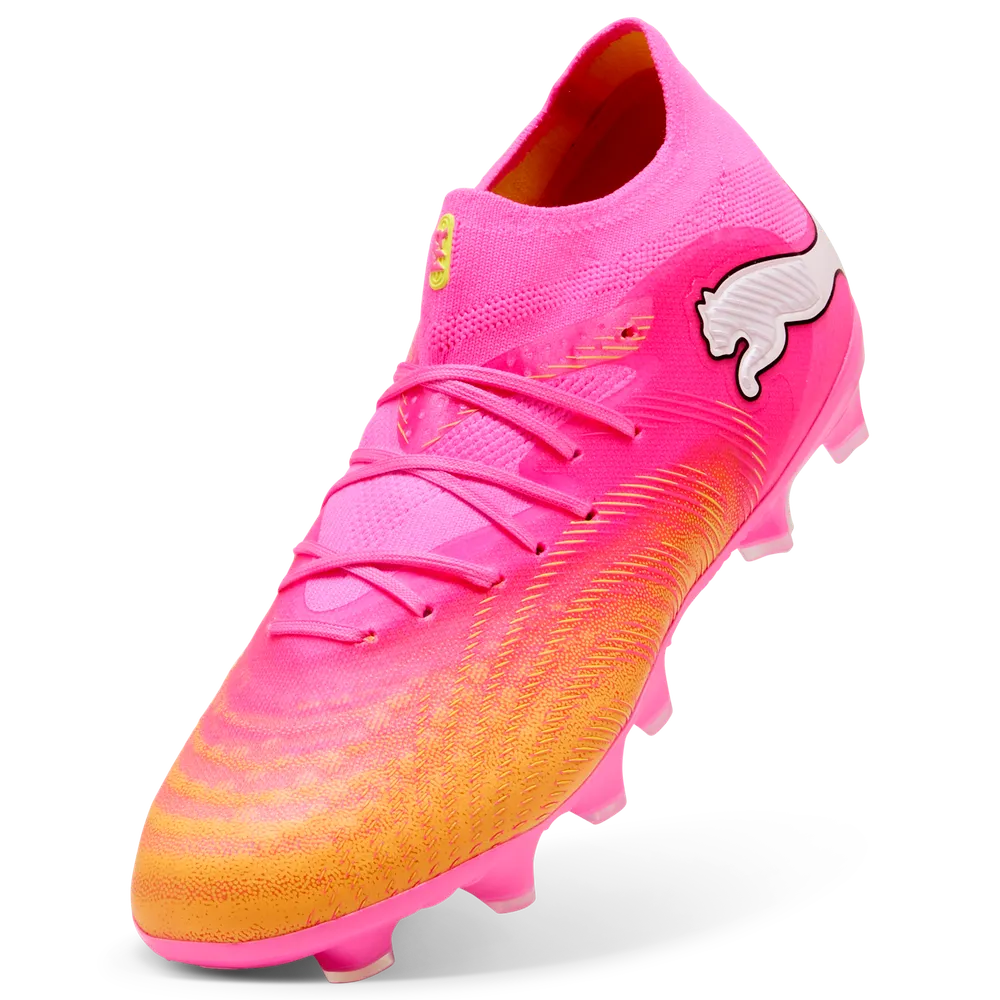 Puma Kinderfußballschuhe Future 9 Pro FG/AG, Poison Pink-Sun Stream-Bright Aqua-Puma White – Bild 