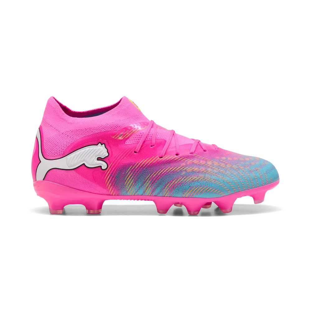 Puma Kinderfußballschuhe Future 9 Pro FG/AG, Poison Pink-Sun Stream-Bright Aqua-Puma White