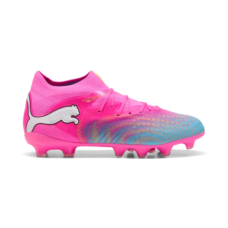 Puma Kinderfußballschuhe Future 9 Pro FG/AG, Poison Pink-Sun Stream-Bright Aqua-Puma White