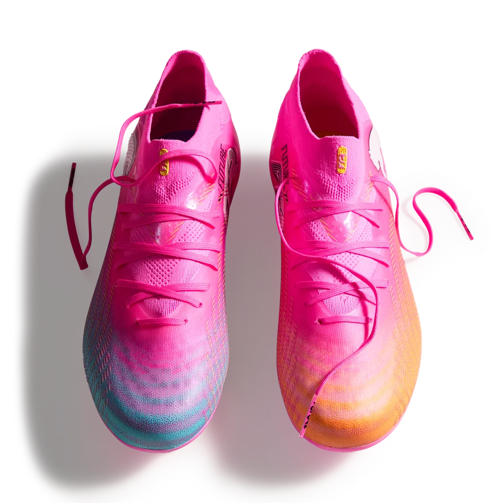 Puma Kinderfußballschuhe Future 9 Pro FG/AG, Poison Pink-Sun Stream-Bright Aqua-Puma White – Bild 