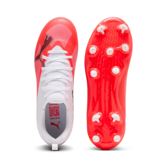 Puma Kinderfußballschuhe Ultra 7 Match FG/AG, ultra red/puma black – Rückansicht – rot / 32